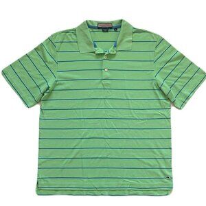 Vineyard Vines Polo Shirt Mens M Green Blue Striped